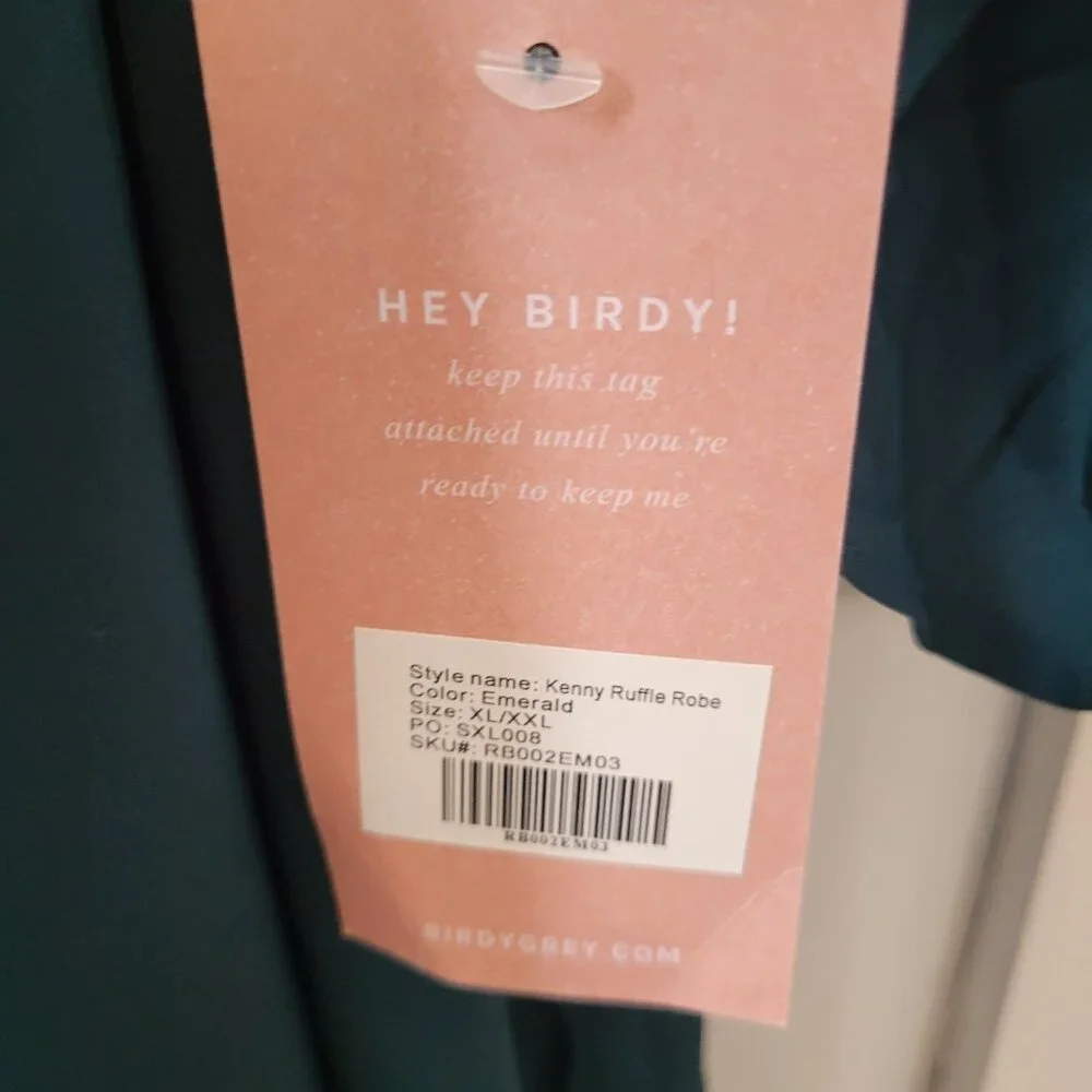 Birdy Grey Women's Kenny Ruffle‎ Belted Short Robe Emerald Green Size XL/2XL